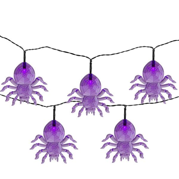 Northlight Seasonal 10ct. Purple LED Spider Halloween Lights - image 