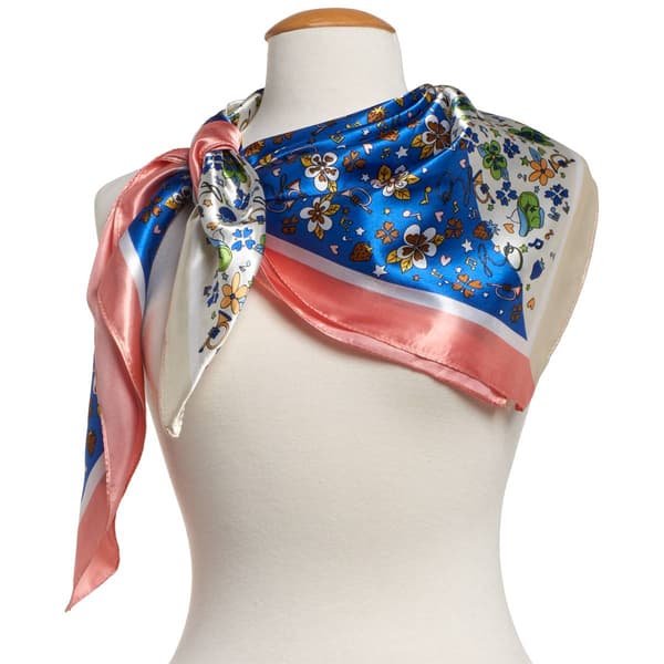 Womens Renshun Floral Border Square Scarf - image 