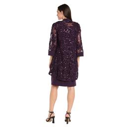 Womens R&M Richards Embroidered Sequin Soutache Jacket Dress