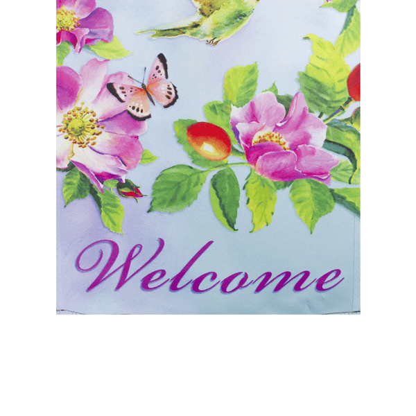 Northlight Welcome Hummingbird Floral Outdoor Garden Flag