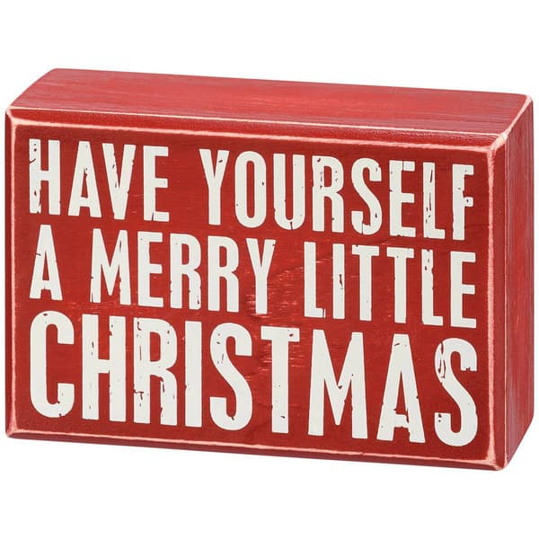 Primitives By Kathy Merry Little Christmas Box Sign & Socks Set