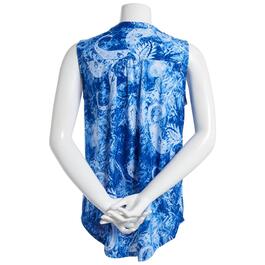Womens Notations Sleeveless Paisley Embossed Pleated Blouse