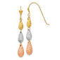 Gold Classics&#40;tm&#41; 14kt. Tri-Color Teardrop Dangle Earrings - image 1