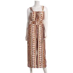 Womens Luxology Sleeveless Beaded Drawstring Geometric Jumpsuit