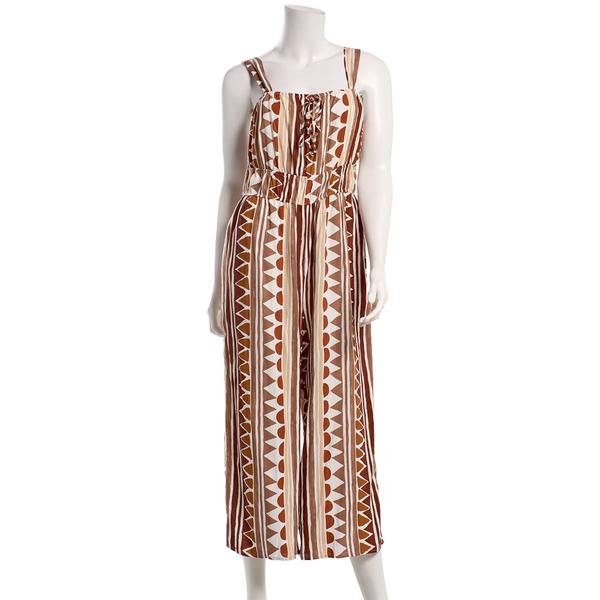 Womens Luxology Sleeveless Beaded Drawstring Geometric Jumpsuit