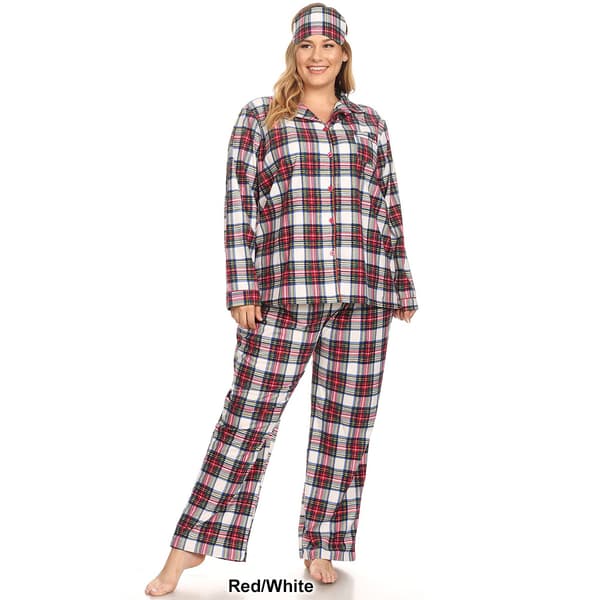 Plus Size White Mark 3pc. Plaid Pajama Set