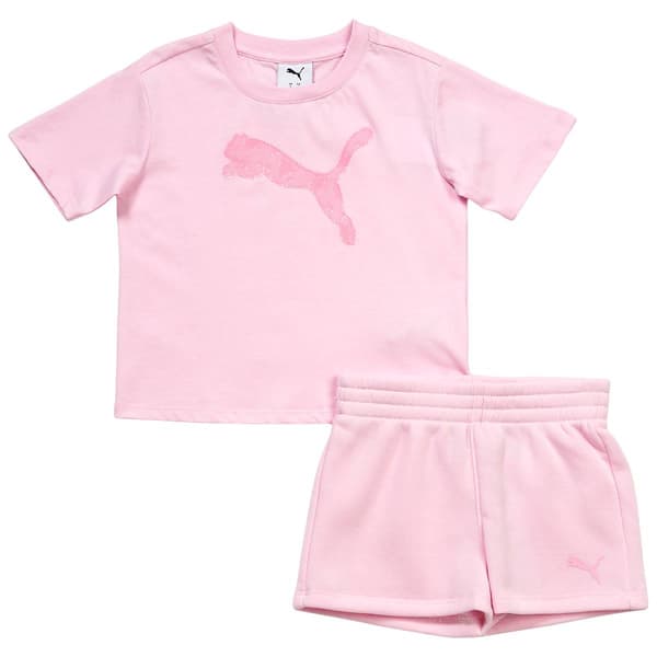 Girls (4-6x) Puma(R) Short Sleeve Jersey Tee w/ Fleece Short Set