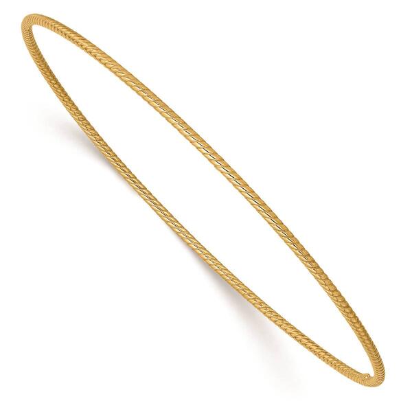 Gold Classics(tm) 14kt. Gold 1.5mm Textured Slip-On Bangle Bracelet - image 