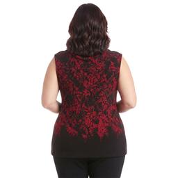 Plus Size Kasper Sleeveless Drape Neck Leaf Blouse