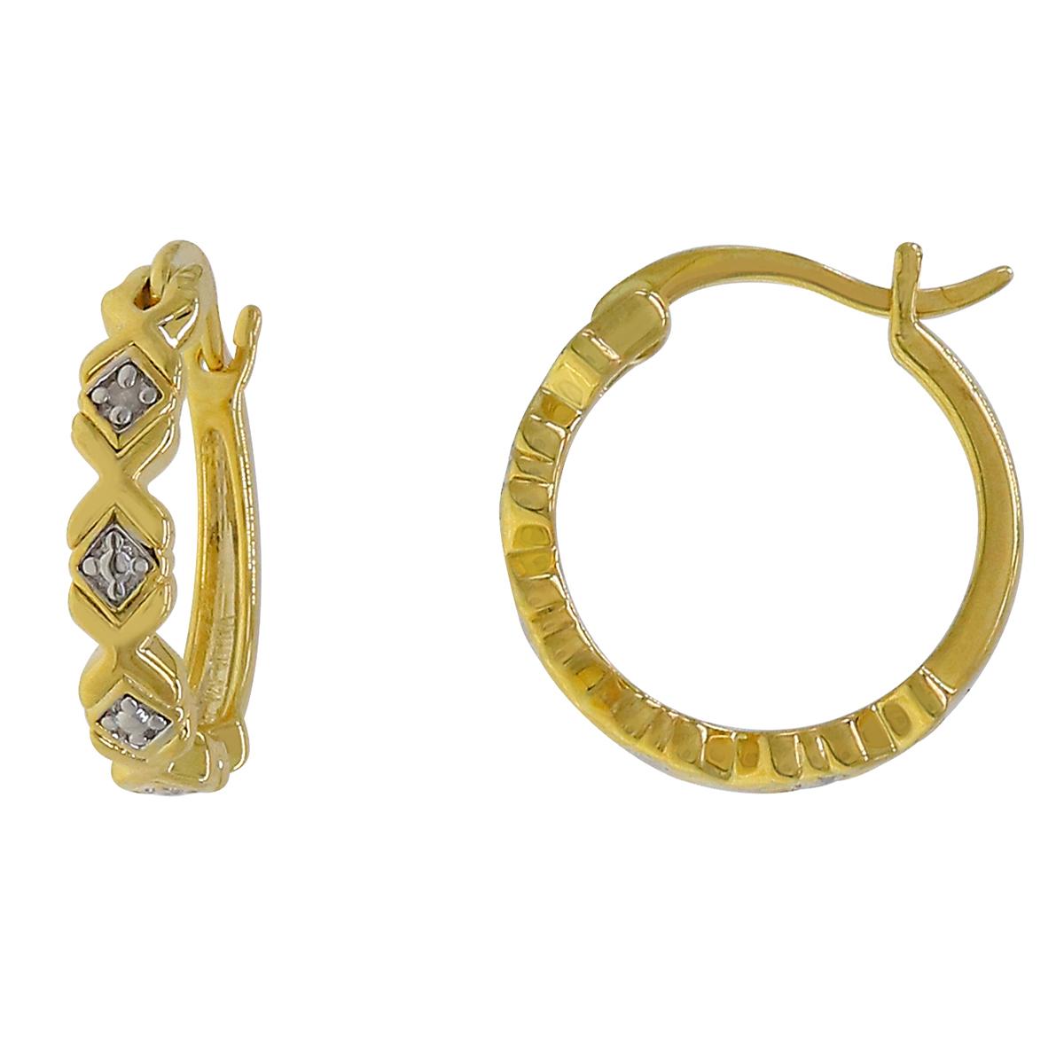Gianni Argento Gold over Silver Diamond Accent XO Hoop...