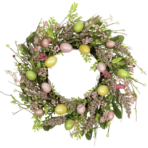 Northlight 20in. Glittered Eggs Hibiscus & Berries Easter Wreath