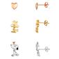 Tri-Tone Peanuts Snoopy & Woodstock Heart Stud Earring Set - image 1