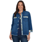 Womens Alfred Dunner Indigo Girls Floral Trim Denim Jacket - image 1