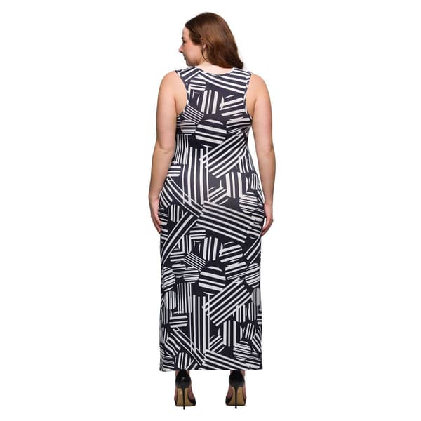 Plus Size 24/7 Comfort Apparel Black & White Casual Maxi Dress