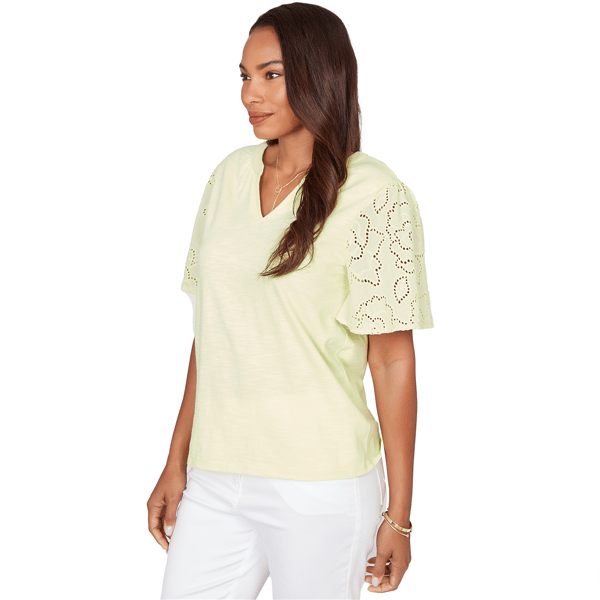 Petite Ruby Rd. Renaissance Romance Short Eyelet Sleeve Blouse