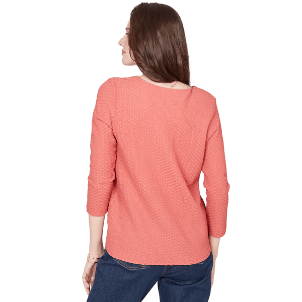Plus Size Emaline Key Items 3/4 Sleeve V Neck Textured Tee