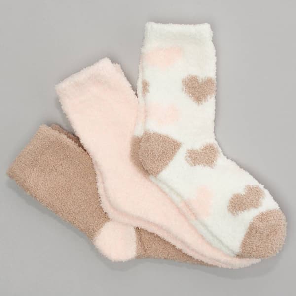 Womens Cuddl Duds® 3pk Hearts Cozy Crew Socks - image 