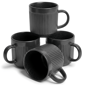 Sango Anderson Black Ceramic 16.5oz.Coffee Mugs - Set of 4 - image 1
