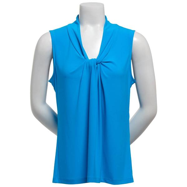Womens Kasper Sleeveless Knot Front Solid Blouse - image 