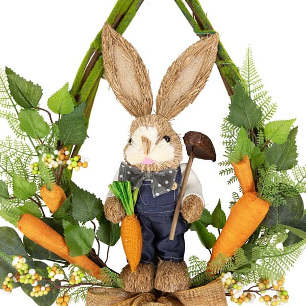 Northlight Seasonal Farmer Bunny Moss Teardrop Easter Wreath