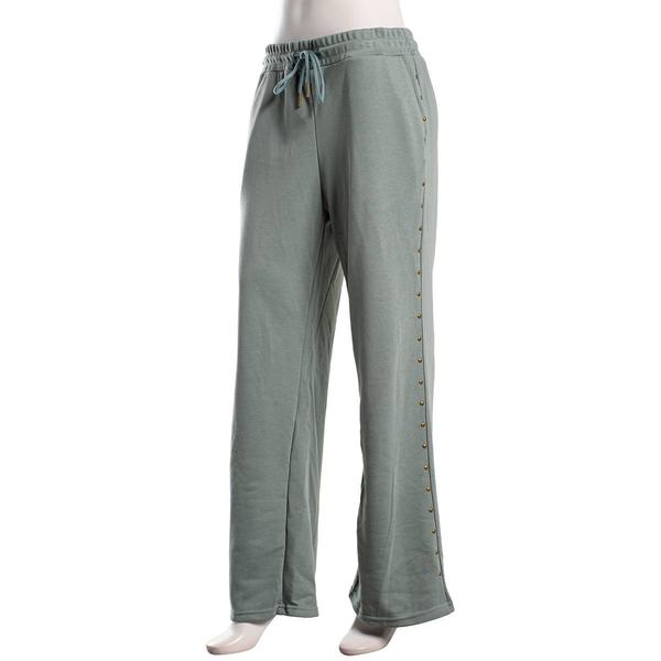 Juniors Hunter & Brown Stud Trim Wide Leg Drawstring Sweatpants