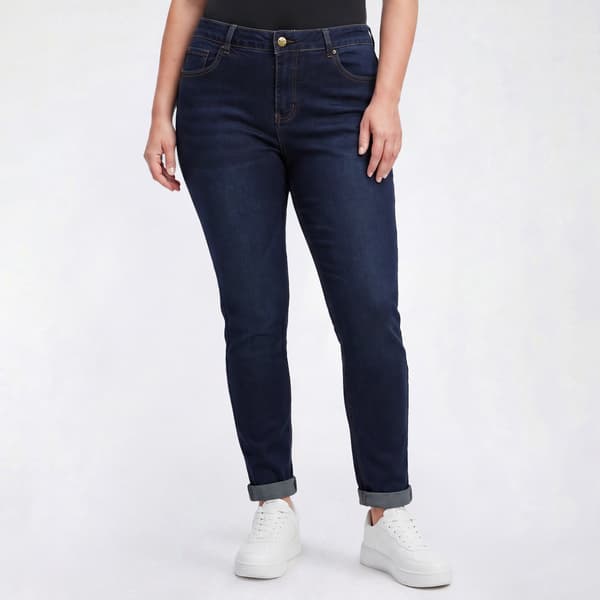 Plus Size Bleu Denim Roll Cuff Skinny Ankle Jeans - image 