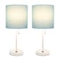LimeLights White Stick Lamp w/USB Charge Port/Aqua Shade-Set of 2 - image 1