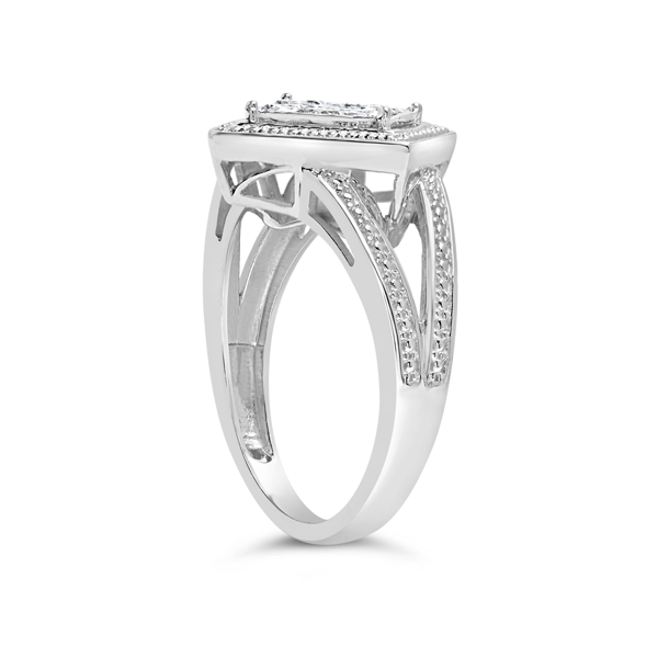 Haus of Brilliance 1/3ctw Invisible Set Diamond Beaded Halo Ring