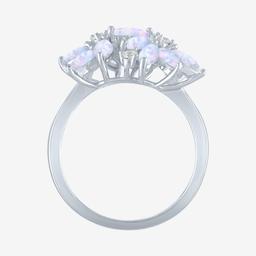 Gemstone Classics™ Lab Grown White Sapphire & Opal Floral Ring