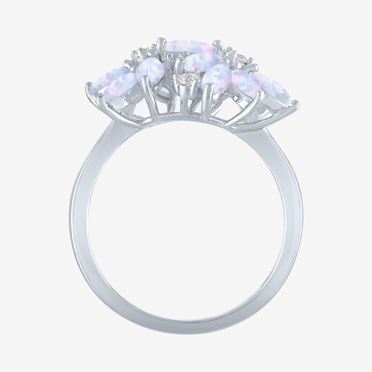 Gemstone Classics™ Lab Grown White Sapphire & Opal Floral Ring