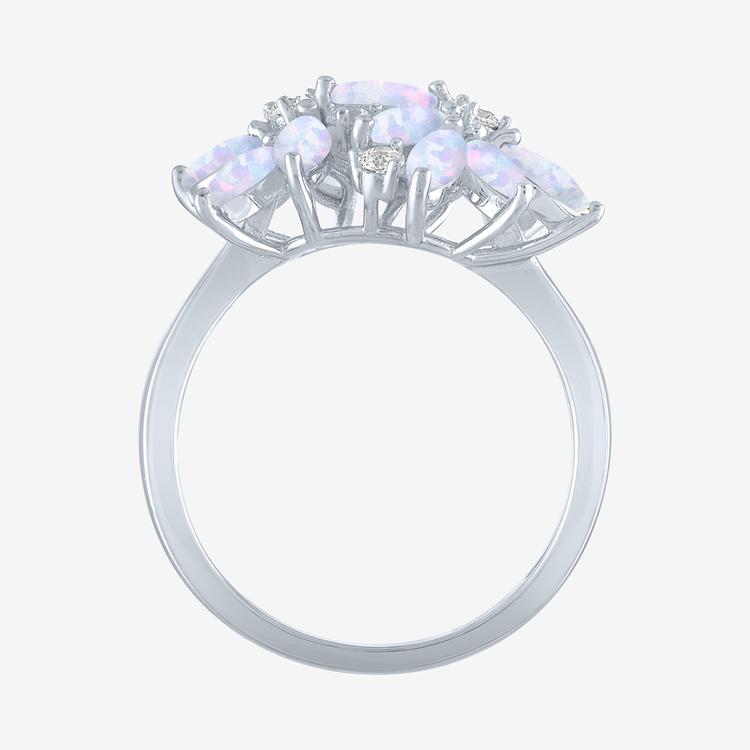 Gemstone Classics™ Lab Grown White Sapphire & Opal Floral Ring