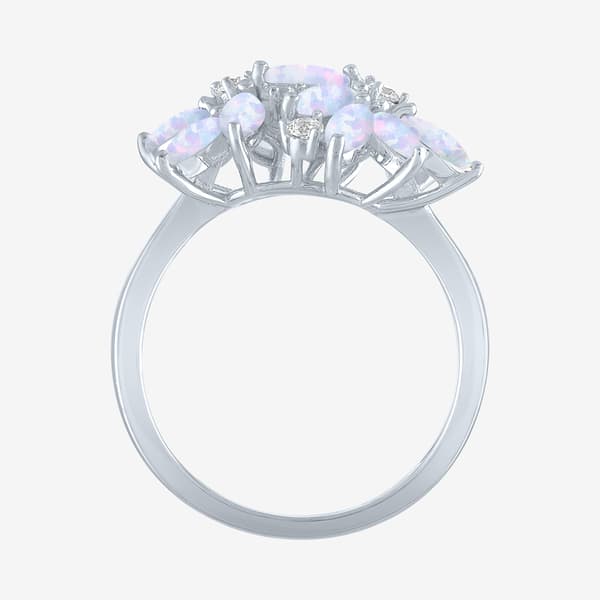 Gemstone Classics™ Lab Grown White Sapphire & Opal Floral Ring