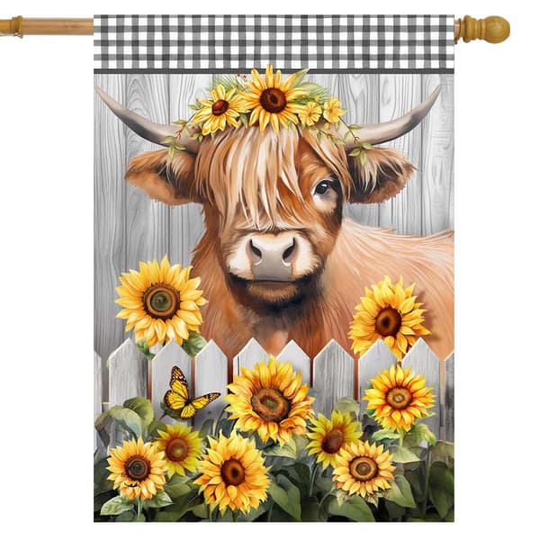 Briarwood Lane Highland Cow House Flag - image 