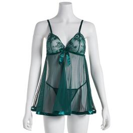 Womens Spree Intimates Lace and Mesh Babydoll-Botancial Garden