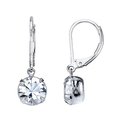 1928 Silver Swarvoski(R) Crystal Drop Earrings - image 