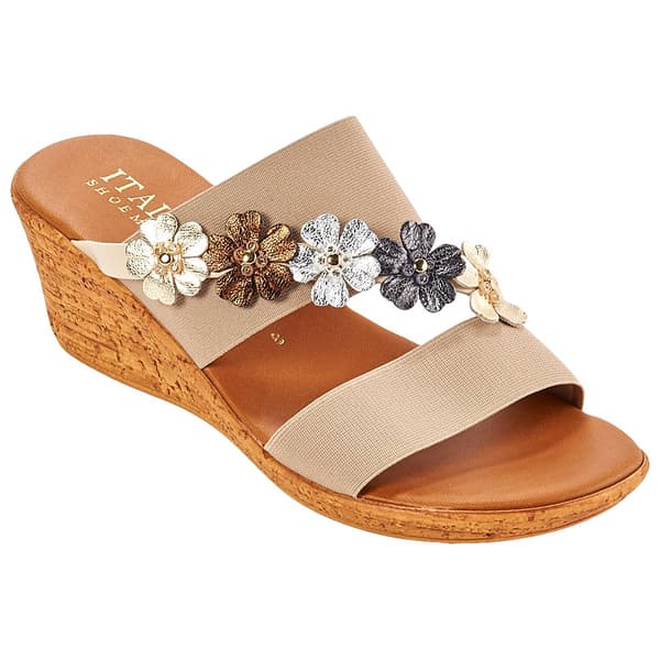 Womens Italian Shoemakers Flowers Wedge Sandals
