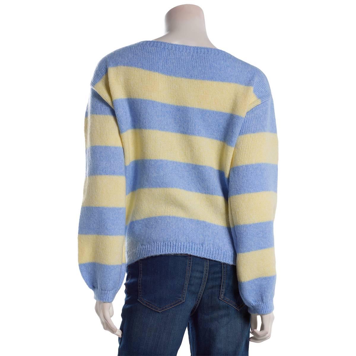 Juniors Madden Girl Boat Neck Stripe Balloon Sleeve Sweater