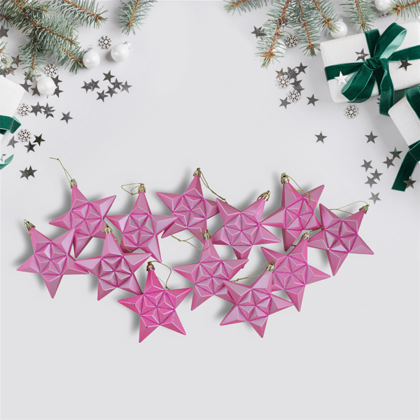 DAK 12ct. Matte Glittered Star Shatterproof Ornaments - image 