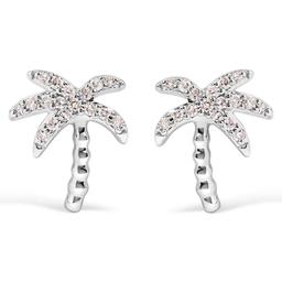 Haus of Brilliance 10kt. White Gold Diamond Palm Tree Earrings