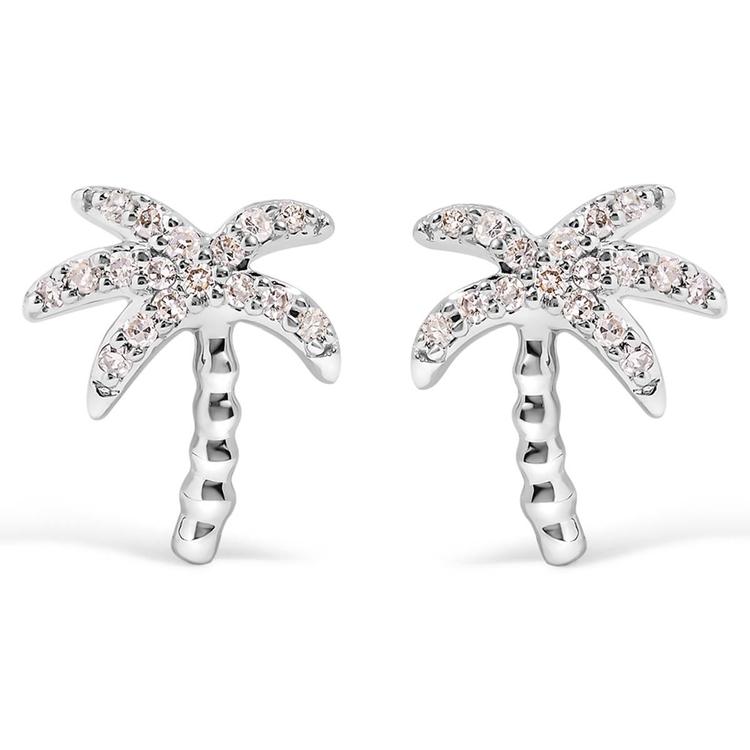 Haus of Brilliance 10kt. White Gold Diamond Palm Tree Earrings