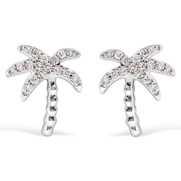 Haus of Brilliance 10kt. White Gold Diamond Palm Tree Earrings - image 