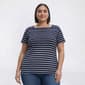 Plus Size Hasting & Smith Short Sleeve Stripe Button Shoulder Tee - image 2