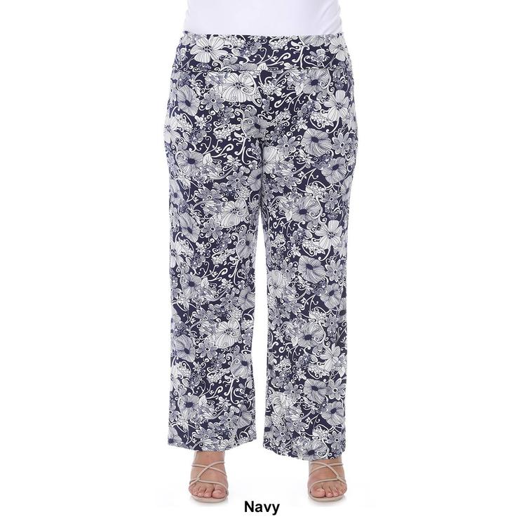 Plus Size White Mark Floral Paisley Palazzo Pants