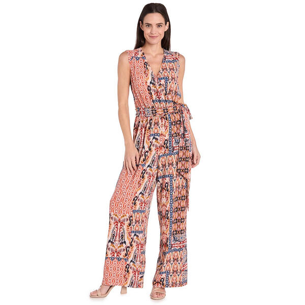 Womens R&M Richards Sleeveless Ikat Patchwork Jumpsuit - image 