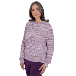 Womens Alfred Dunner Vail Space Dye Rib Knit Sweater