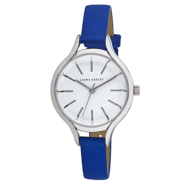 Womens Laura Ashley(R) Bubble Case Canvas Strap Watch - LA2038BL - image 