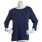Petite Hasting & Smith 3/4 Sleeve Polka Dot Open Crew Neck Top - image 3