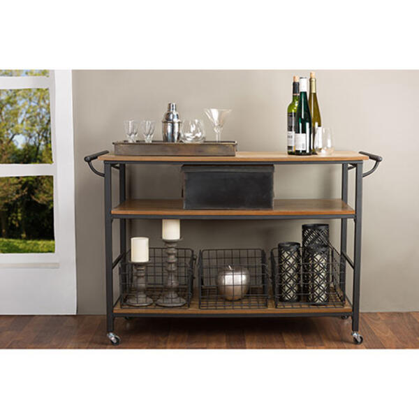 Baxton Studio Lancashire Wood & Metal Kitchen Cart - image 