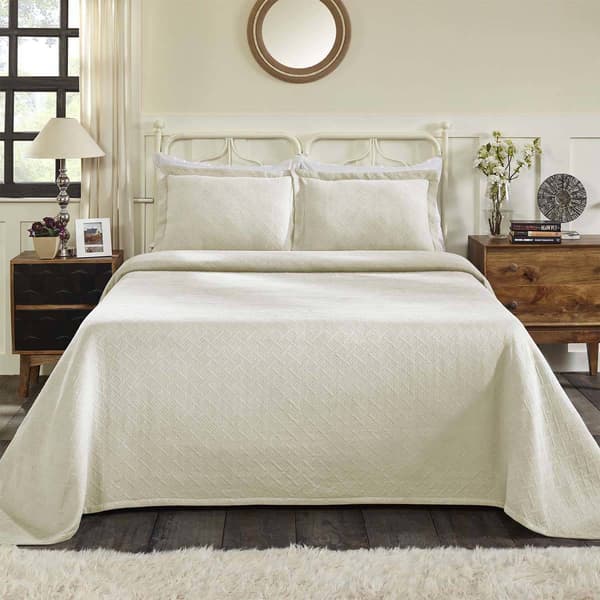 Superior Jacquard Matelasse Cotton Basketweave 3pc. Bedspread Set - image 