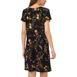 Petite MSK Short Sleeve Grommet Shift Trim Dress